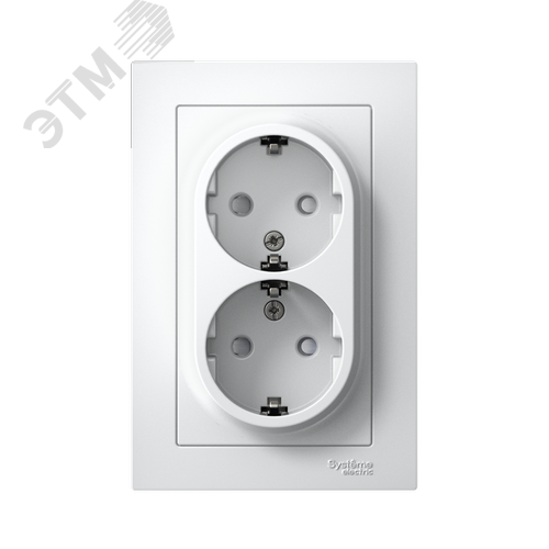 Розетка ATLASDESIGN двойная с заземлением со шторками 16А в сборе белый - фото 2