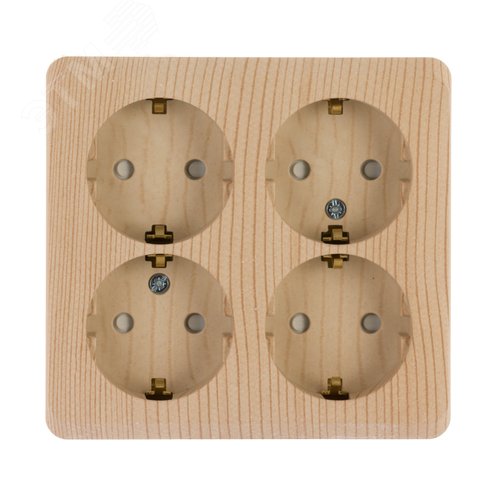 ЭТЮД Розетка четырехместная наружная с заземлением со шторками 16А 250B сосна - фото 4