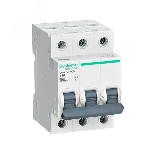 Выключатель автоматический трехполюсный (АВ) B 16А 3P 6kA 400В City9 Set - фото 1