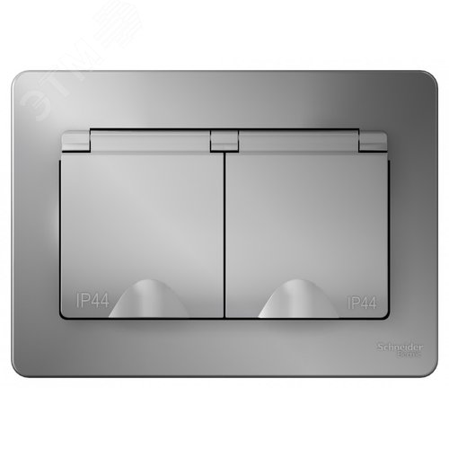 Розетка BLANCA скрытой установки IP44 двойная, с заземлением, со шторками, 16А, 250В, алюминий - фото 3