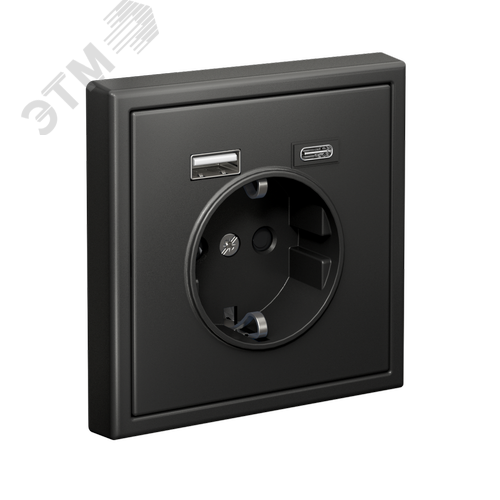 ARTGALLERY розетка 16А с 2 USB A+C, 5В/2,4А/3,0А, 2х5В/1,5А, механизм, базальт - фото 4