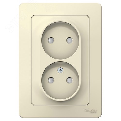 BLANCA скрытой установки розетка двойная без заземления со шторками, 16А, 250В, молочный - фото 3