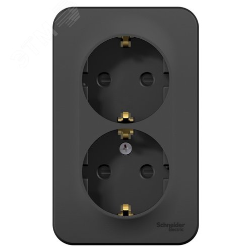 Розетка BLANCA наружная двойная, с заземлением, со шторками, с изолирующей пластиной, 16А, 250В, антрацит - фото 5