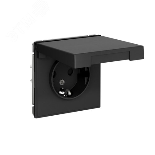 ARTGALLERY розетка с заземл. со шторк. с крышкой, 16А, IP20, механизм, карбон - фото 2