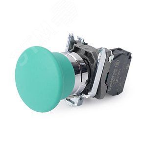Изображение товара Кнопка с гриб головкой SB4 в сборе 22мм 40мм зеленая с возвратом металл 1НО (шт)