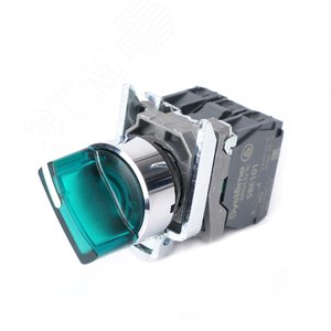 Переключатель SB4 с подсвет в сборе 22мм 2поз зел сфикс металл 24В DC 1НО+1НЗ - фото 1