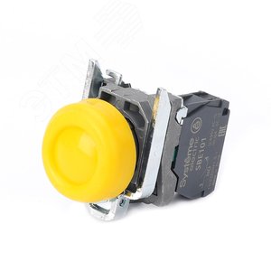 Кнопка SB4 в сборе модульная 22мм выступающая желтая с возвратом металл 1НО - фото 1