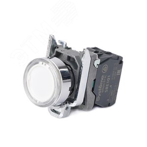 Изображение товара Кнопка SB4 с подсветкой в сборе модульная 22мм белая металл 24ВDC 1НО (шт)