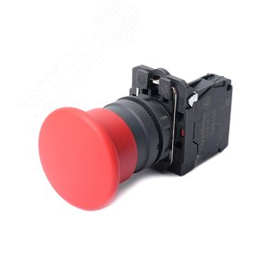 Кнопка с гриб головкой SB5 в сборе 22мм 40мм красная с возвратом пластик 1НЗ - фото 1