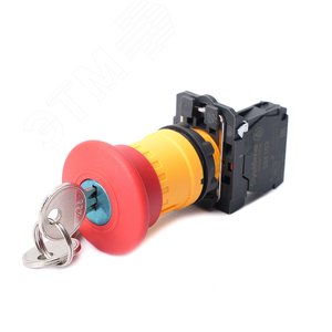 Изображение товара Кнопка аварийного останова SB5 в сборе 22мм 40мм ключ пластик 1НЗ (шт)