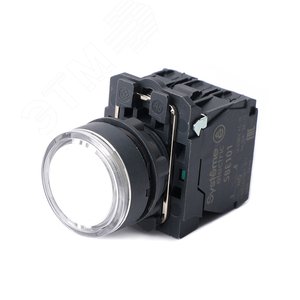 Кнопка SB5 с подсветкой в сборе модульная 22мм белая пластик 24ВDC 1НО+1НЗ - фото 1