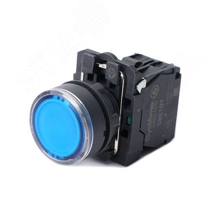 Кнопка SB5 с подсветкой в сборе модульная 22мм синяя пластик 24ВDC 1НО - фото 1