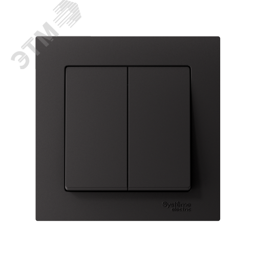 Выключатель двухклавишный ATLASDESIGN схема 5 10АХ в сборе карбон - фото 2