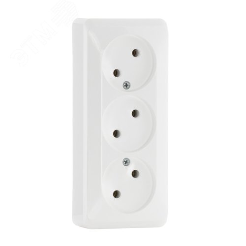 ЭТЮД Розетка тройная открытой установки без заземления без шторок 16А 250B, белый - фото 5