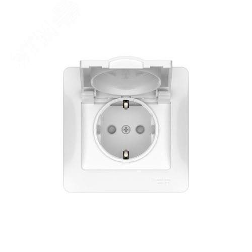 GLOSSA РОЗЕТКА с заземлением со шторками с крышкой, 16А, IP20, в сборе, быстрозажимные клеммы, БЕЛЫЙ - фото 4