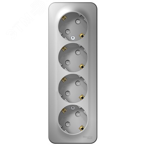 Розетка BLANCA наружная 4-я с заземлением со шторками с изоляционной пластиной 16А 250В алюминий - фото 3