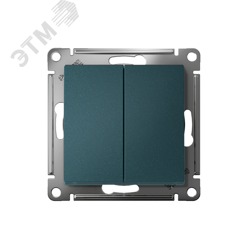 Выключатель двухклавишный ATLASDESIGN схема 5 10АХ механизм изумруд - фото 2