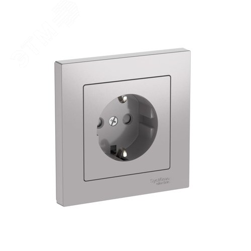 ATLASDESIGN РОЗЕТКА с заземлением со шторками, 16А, в сборе, быстрозажимные клеммы, АЛЮМИНИЙ - фото 1