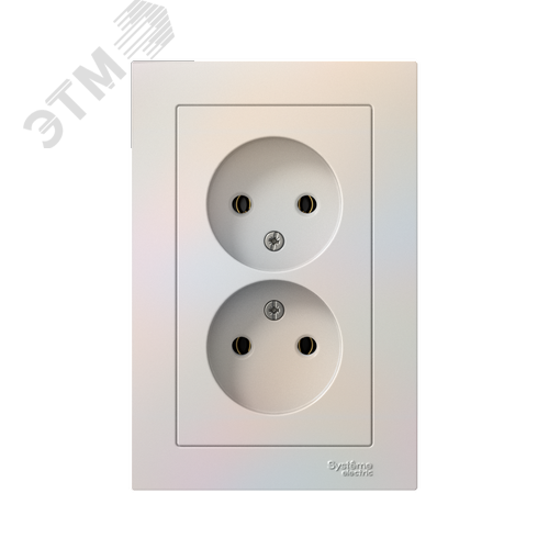 Розетка ATLASDESIGN двойная без заземления 16А в сборе жемчуг - фото 5