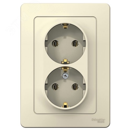 BLANCA скрытой установки розетка двойная с заземлением без шторок, 16А, 250В, молочный - фото 3