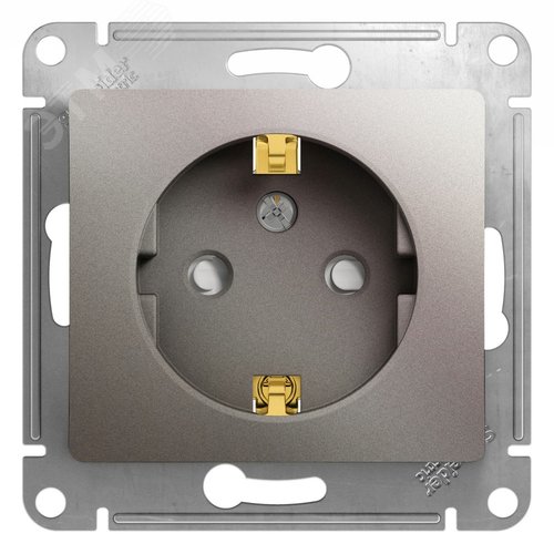 Изображение товара GLOSSA розетка с заземлением со шторками платина (шт)