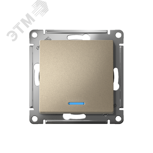 Выключатель одноклавишный ATLASDESIGN с подсветкой схема 1а 10АХ механизм шампань - фото 2