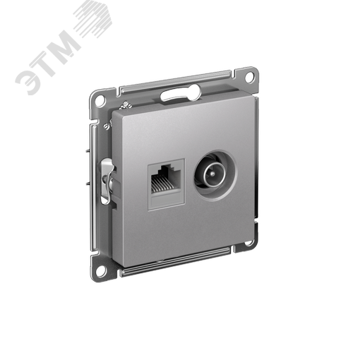 Розетка ATLASDESIGN двойная компьютерная+ТВ RJ45+TV категория 5E механизм алюминий - фото 1