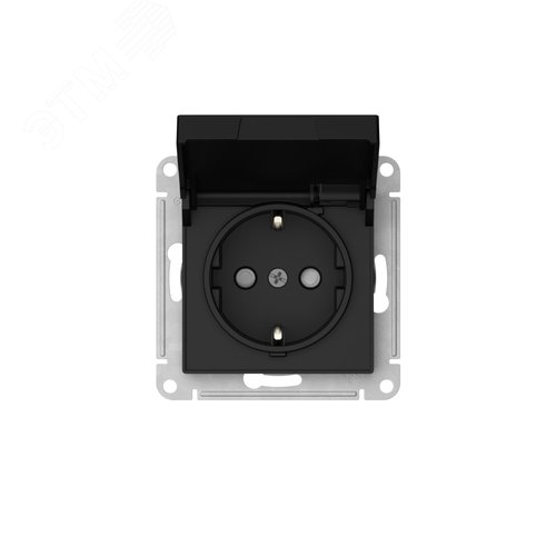 ATLASDESIGN РОЗЕТКА с заземл. со шторк. с крышкой, 16А, IP20,мех., быстрозажимные клеммы, КАРБОН - фото 5