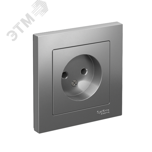 Розетка ATLASDESIGN без заземления 16А в сборе сталь - фото 1