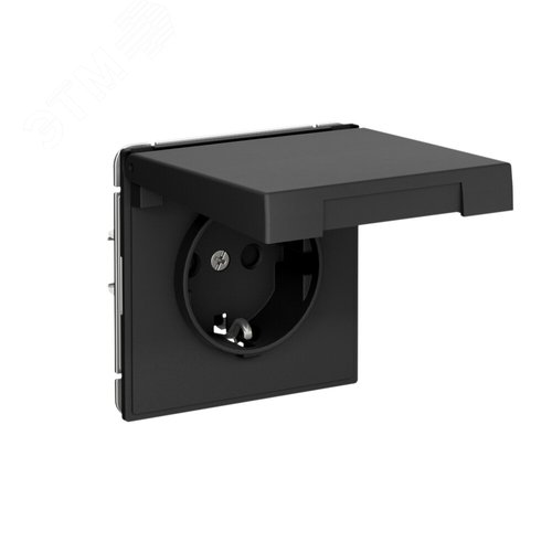 ARTGALLERY РОЗЕТКА с заземлением,со шторками,с    крышкой, 16А, IP44,                                 механизм, быстрозажимные клеммы, карбон - фото 2