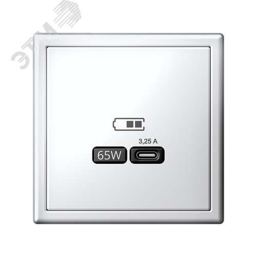 ARTGALLERY USB розетка тип-С 65Вт высокоскор.заряд. QC, PD, механизм, белый - фото 5