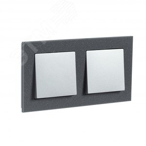 Рамка двухпостовая ATLASDESIGN NATURE, МРАМОР АЙС ГРЕЙ - фото 1