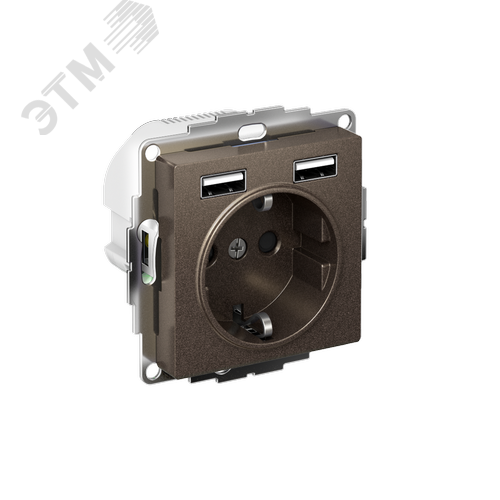 Изображение товара РОЗЕТКА ATLASDESIGN 16А c 2 USB A+A, 5В/2,4А, 2х5В/1,2А, механизм, МОККО (шт)