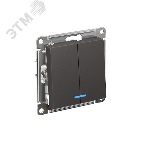 ATLASDESIGN 2-клавишный ВЫКЛЮЧАТЕЛЬ с подсветкой, сх.5а, 10АХ, механизм, БАЗАЛЬТ - фото 1