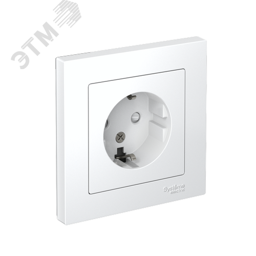 Изображение товара Розетка ATLASDESIGN с заземлением со шторками 16А в сборе белый (шт)