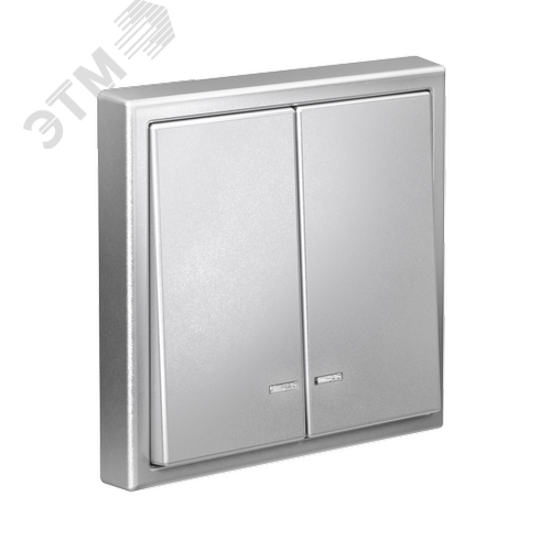 ARTGALLERY 2-клавишный выключатель с подсветкой, сх.5а, 10АХ, механизм, алюминий - фото 4