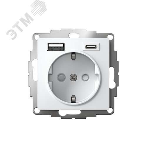 РОЗЕТКА 16А с 2 USB A+C, мех, БЕЛЫЙ - фото 2