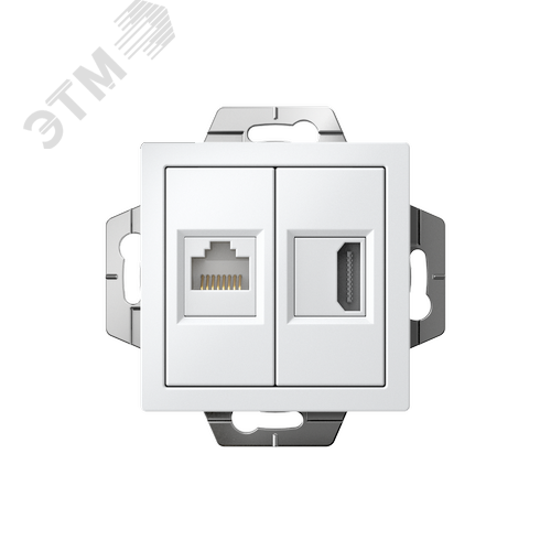 ATLASDESIGN РОЗЕТКА двойная HDMI+RJ45, кат.5Е, механизм, БЕЛЫЙ - фото 2