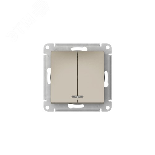 ATLASDESIGN 2-клавишный ВЫКЛЮЧАТЕЛЬ с подсветкой ,сх.5а, 10АХ,мех., быстрозажимные клеммы, ШАМПАНЬ - фото 2