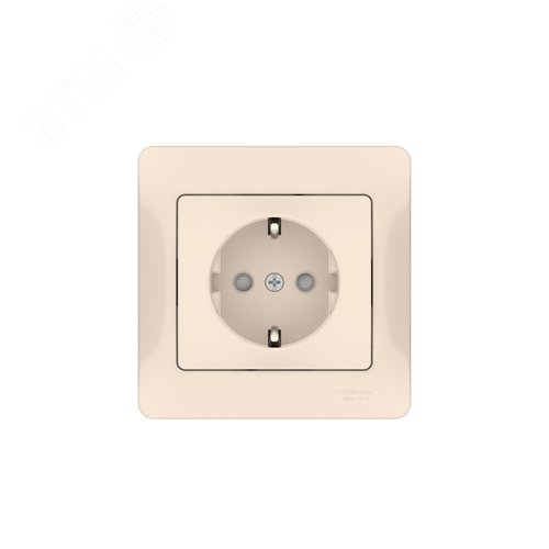 GLOSSA РОЗЕТКА с заземлением со шторками, 16А, в сборе, быстрозажимные клеммы, БЕЖЕВЫЙ - фото 4