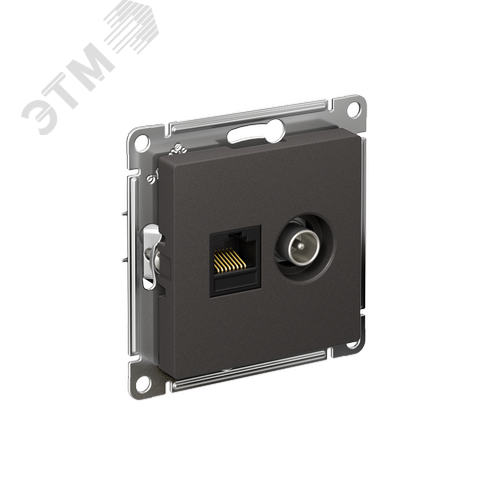 ATLASDESIGN РОЗЕТКА двойная ТВ + компьютерная RJ45, кат. 5Е, БАЗАЛЬТ - фото 1