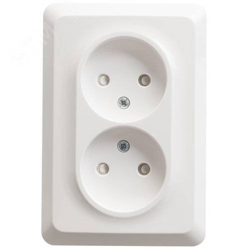 ЭТЮД Розетка двойная скрытой установки без заземления со шторками 16А 250B, белый - фото 4