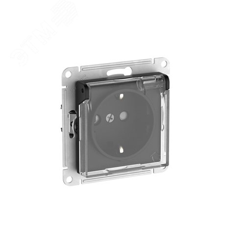 ATLASDESIGN AQUA РОЗЕТКА с заземлением со шторками с прозрачной крышкой, 16А,IP44, быстрозажимные клеммы,КАРБОН - фото 1