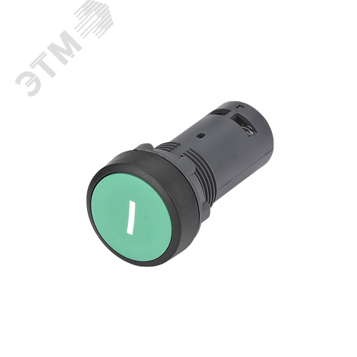 Изображение товара Кнопка моноблочная 22мм зеленая с возвратом, с маркировкой I, пластик, 1НО, IP65 SB7 (шт)