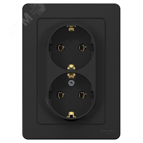 BLANCA скрытой установки розетка двойная с заземлением без шторок, 16А, 250В, антрацит - фото 5