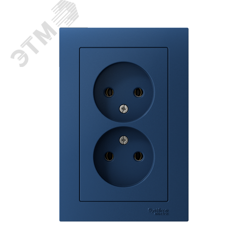 ATLASDESIGN РОЗЕТКА двойная без заземления,16А, в сборе, АКВАМАРИН - фото 3