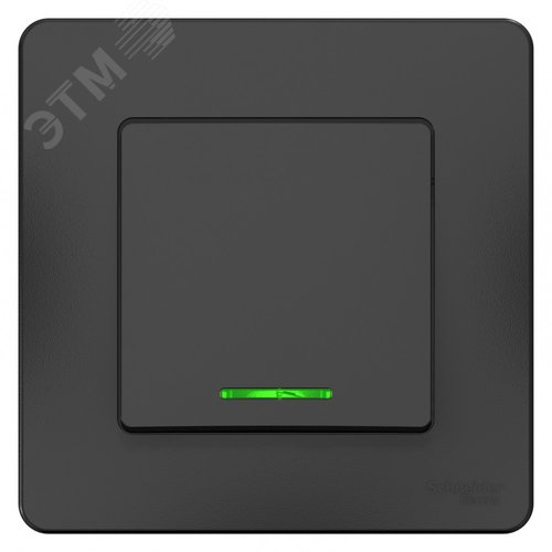 Переключатель одноклавишный BLANCA скрытой установки (cх.6) с подстветкой, 10A, 250В, антрацит - фото 3