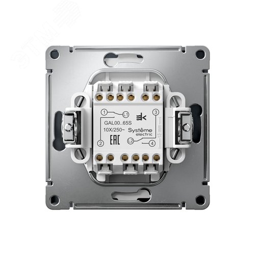 ARTGALLERY 2-клавишный ПЕРЕКЛЮЧАТЕЛЬ, 10АХ, механизм, быстрозажимные клеммы, ГРИФЕЛЬ - фото 2