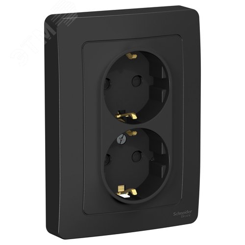 Изображение товара BLANCA скрытой установки розетка двойная с заземлением со шторками, 16А, 250В, антрацит (шт)