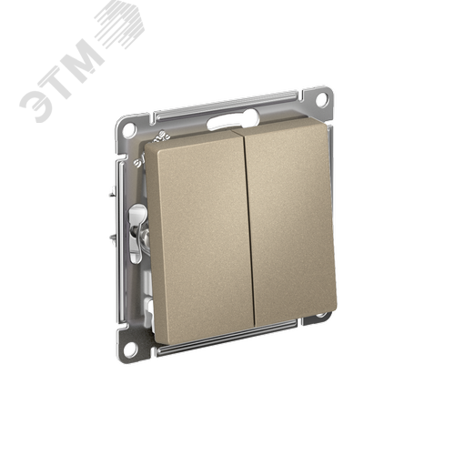 Изображение товара ATLASDESIGN 2-клавишный переключатель, перекрестный, 2 x сх. 7, 10АХ, механизм, ШАМПАНЬ (шт)